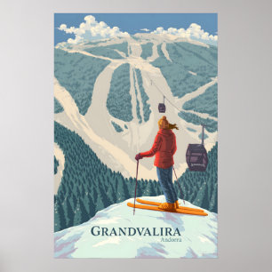 Affiche de voyage de la station de ski Grandvalira