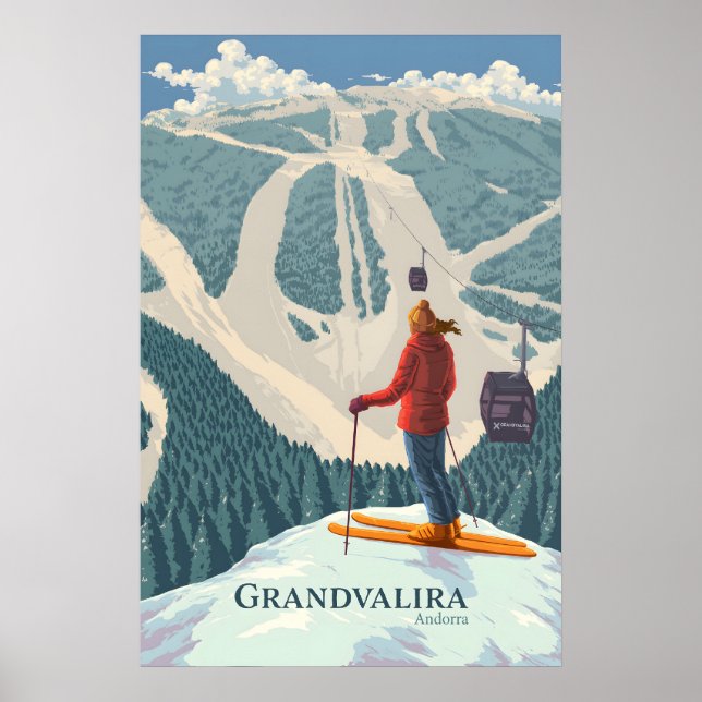 Affiche de voyage de la station de ski Grandvalira (Devant)