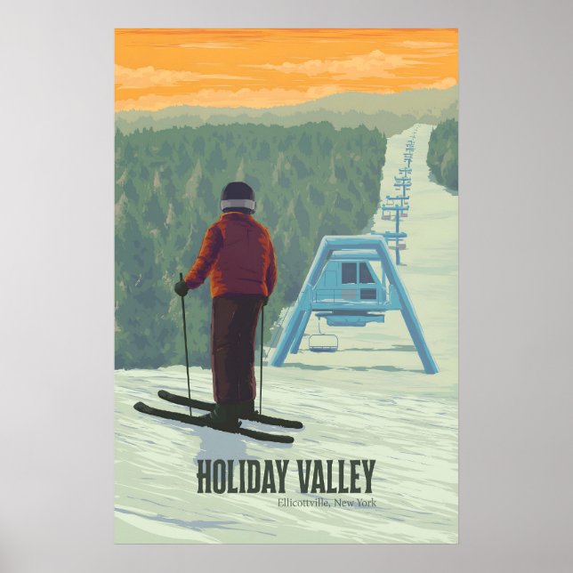Affiche de voyage de la station de ski Holiday Val (Devant)