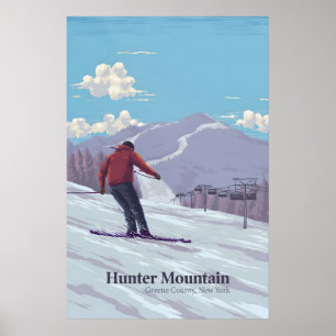 Affiche de voyage de la station de ski Hunter Moun