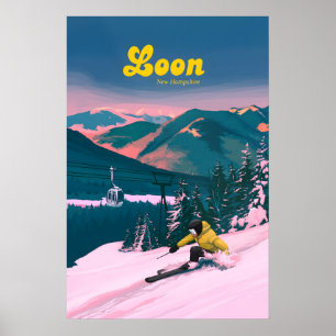 Affiche de voyage de la station de ski Loon Mounta