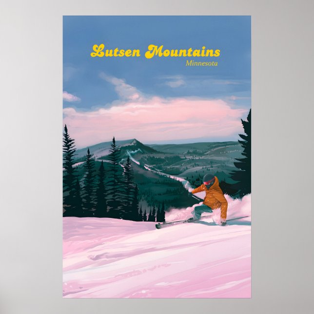 Affiche de voyage de la station de ski Lutsen Moun (Devant)