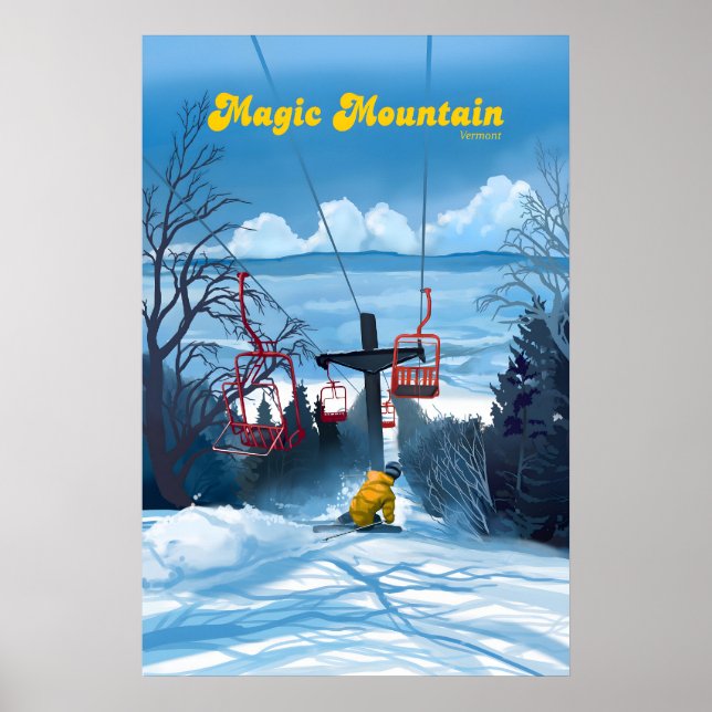 Affiche de voyage de la station de ski Magic Mount (Devant)