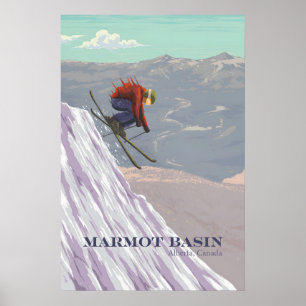 Affiche de voyage de la station de ski Marmot Basi