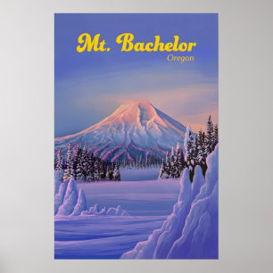 Affiche de voyage de la station de ski Mt Bachelor