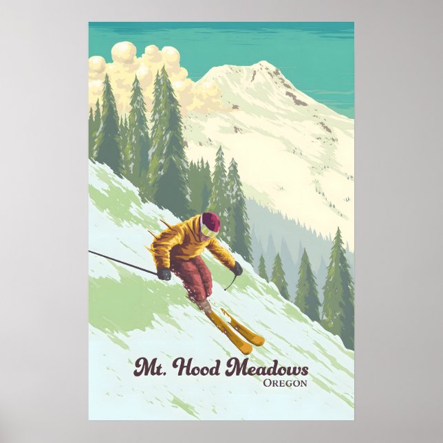 Affiche de voyage de la station de ski Mt Hood Mea (Devant)
