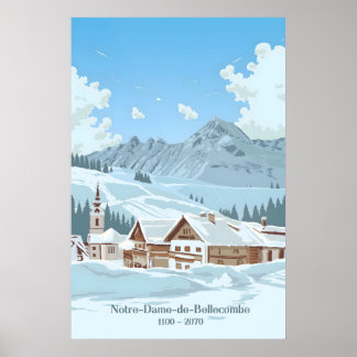 Affiche de voyage de la station de ski Notre Dame
