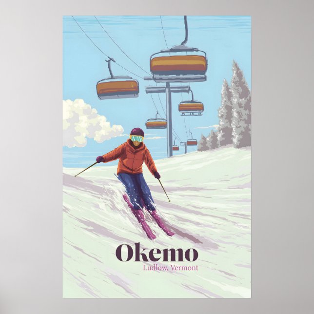 Affiche de voyage de la station de ski Okemo Vermo (Devant)