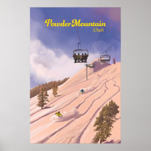 Affiche de voyage de la station de ski Powder Moun