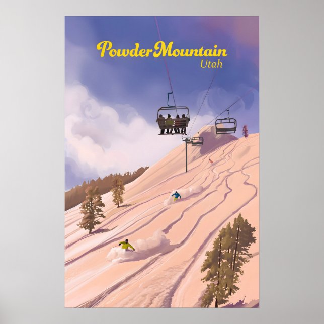 Affiche de voyage de la station de ski Powder Moun (Devant)