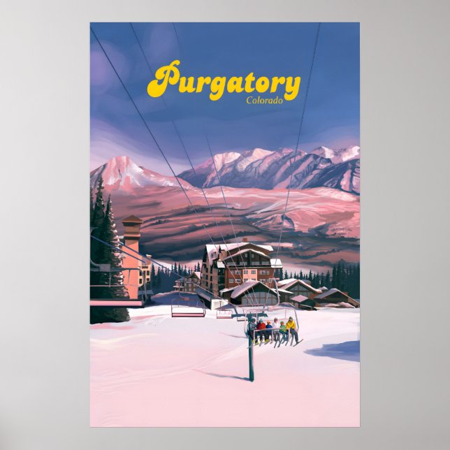 Affiche de voyage de la station de ski Purgatory (Devant)