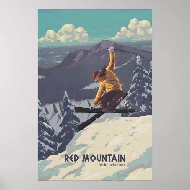 Affiche de voyage de la station de ski Red Mountai (Devant)