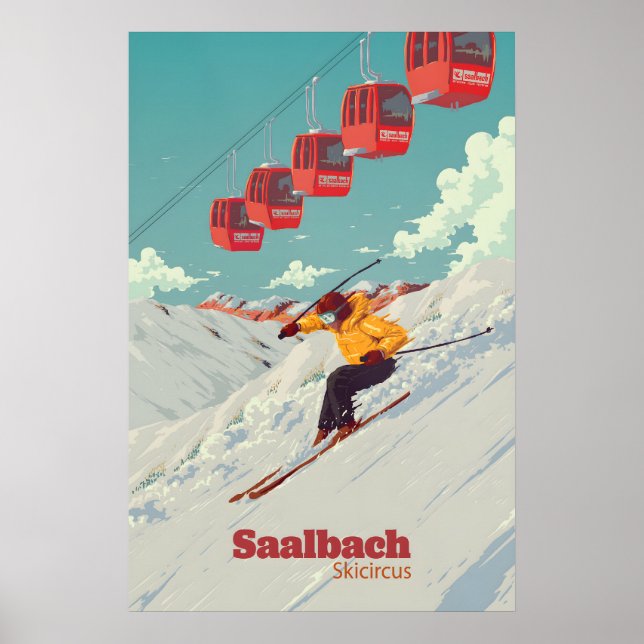Affiche de voyage de la station de ski Saalbach Sk (Devant)