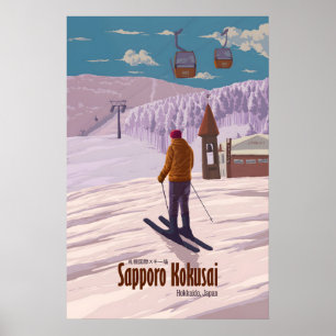 Affiche de voyage de la station de ski Sapporo Kok