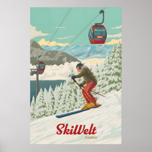 Affiche de voyage de la station de ski SkiWelt Aut