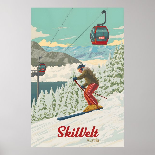 Affiche de voyage de la station de ski SkiWelt Aut (Devant)