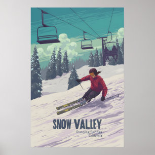 Affiche de voyage de la station de ski Snow Valley