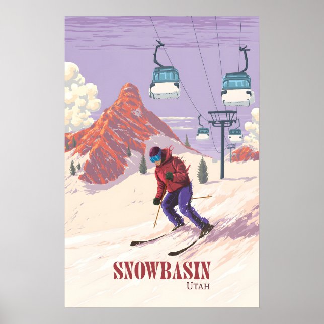 Affiche de voyage de la station de ski Snowbasin U (Devant)