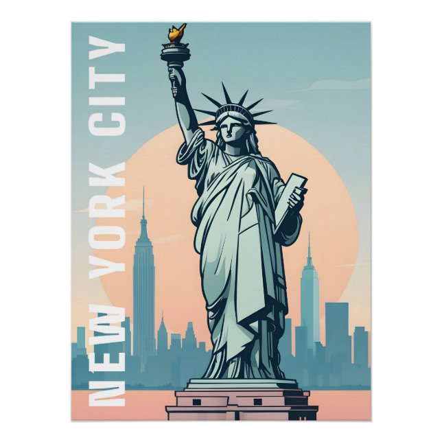 Affiche de voyage de la Statue de la Liberté New Y (Devant)