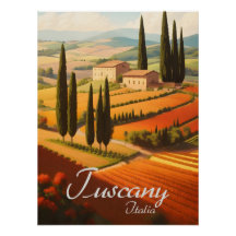 Affiche de voyage de la Toscane Italie Campagne