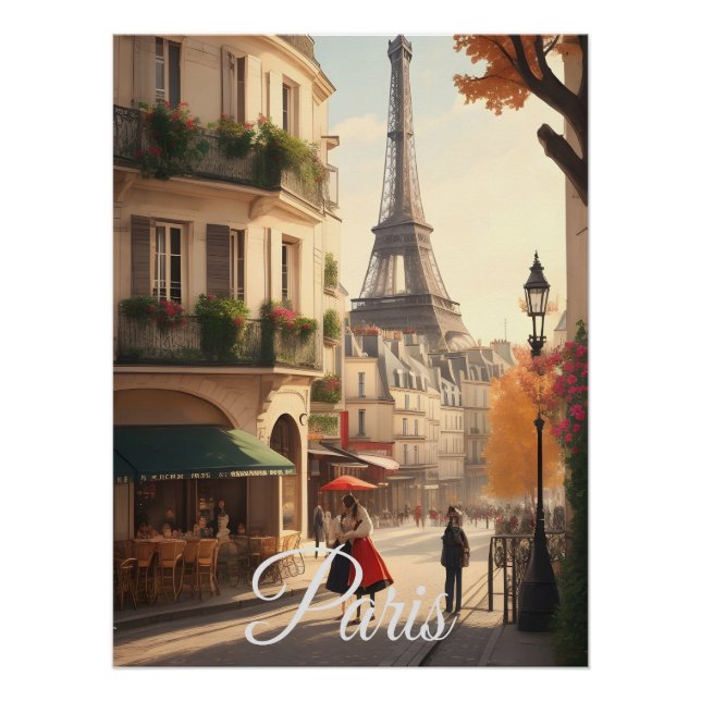 Affiche de voyage de la Tour Eiffel Paris France (Devant)