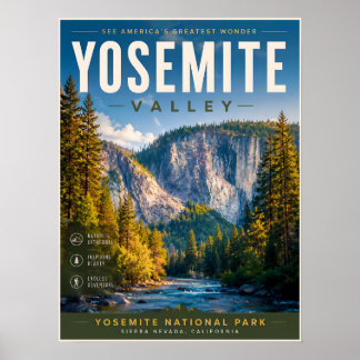 Affiche de voyage de la vallée de Yosemite