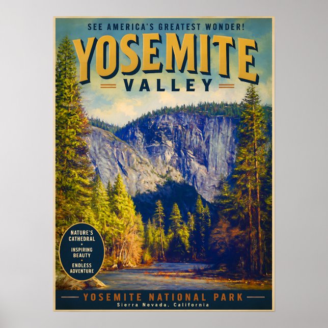 Affiche de voyage de la vallée de Yosemite (Devant)