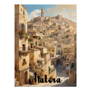 Affiche de voyage de la ville historique de Matera