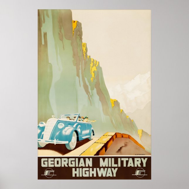 Affiche de voyage de l'ancienne route militaire gé (Devant)