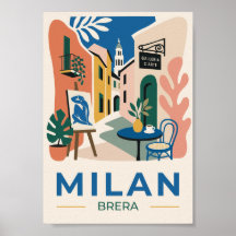 Affiche de voyage de l'art de Milan Brera - Idée d