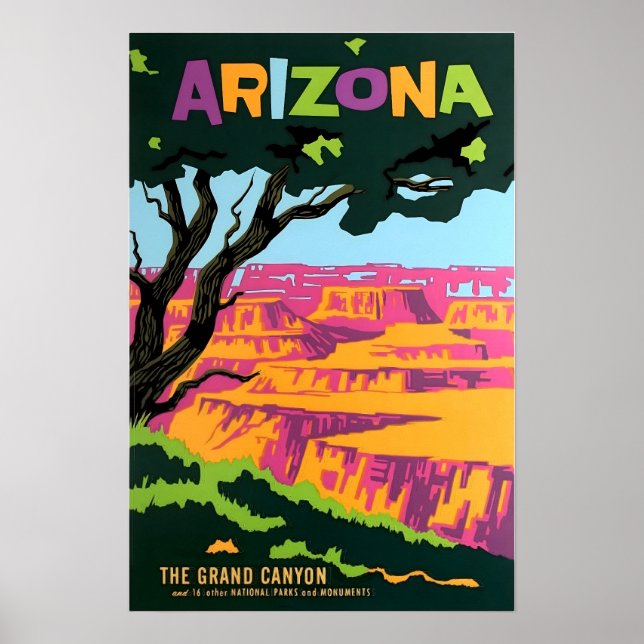 Affiche de voyage de l'art du Grand Canyon d'Arizo (Devant)