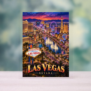 Affiche de voyage de Las Vegas Nevada Neon Skyline