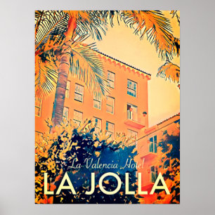 Affiche de voyage de l'hôtel La Valencia vintage