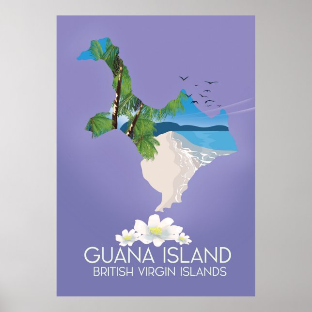 Affiche de voyage de l'île de Guana Îles Vierges b (Devant)