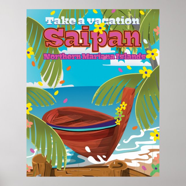 Affiche de voyage de l'île de Saipan. (Devant)