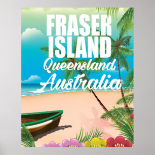 Affiche de voyage de l'île du Queensland Fraser