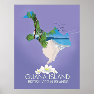 Affiche de voyage de l'île Guana Îles Vierges brit