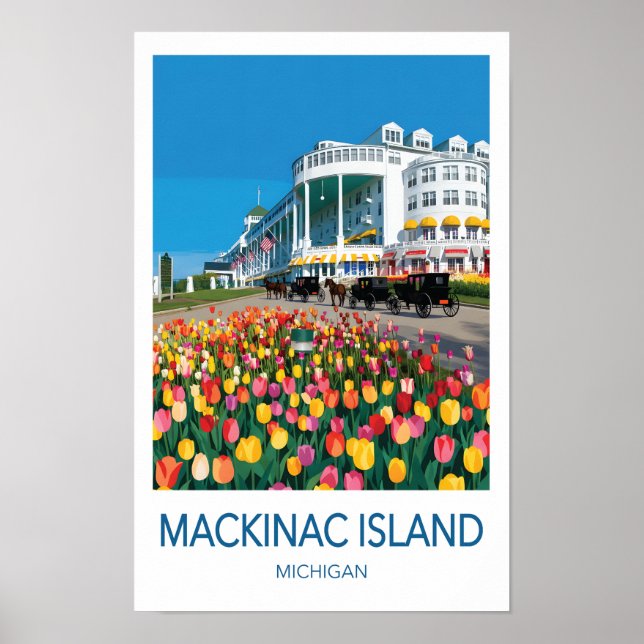 Affiche de voyage de l'île Mackinac Michigan (Devant)