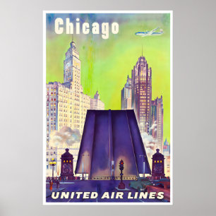 Affiche de voyage de l'Illinois Art Chicago Touris