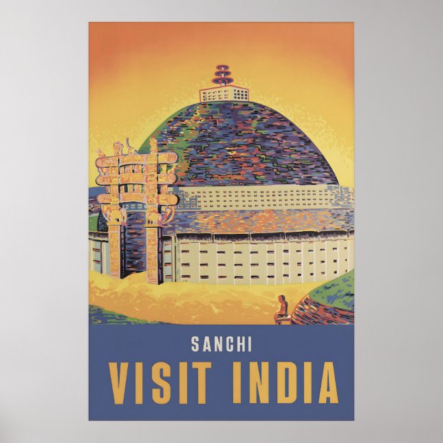 Affiche de voyage de l'Inde ancienne Stupa de Sanc (Devant)