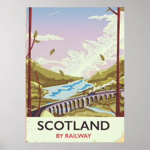 Affiche de voyage de locomotive vintage Écosse