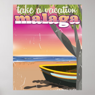 Affiche de voyage de Malaga Espagne.
