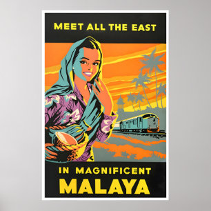 Affiche de voyage de Malaya, art asiatique, cadeau