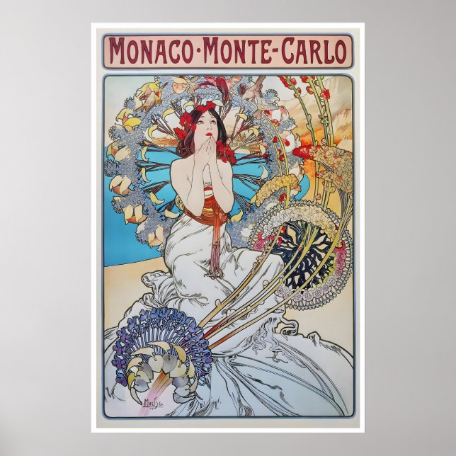 Affiche de voyage de Monaco Alphonse Mucha Impress (Devant)