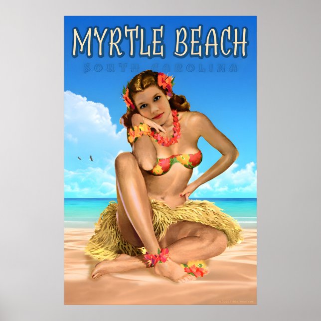 Affiche de voyage de Myrtle Beach Caroline du Sud  (Devant)
