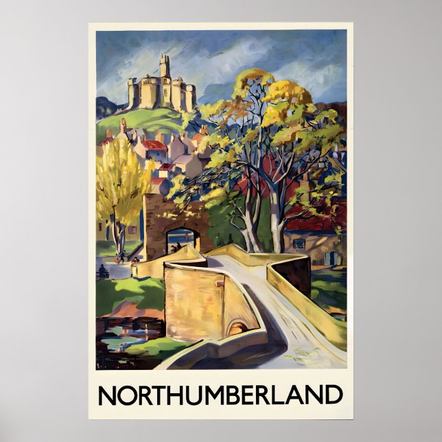 Affiche de voyage de Northumberland Angleterre Vin (Devant)