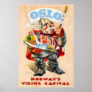 Affiche de voyage de Norvège d'art Viking d'Oslo N