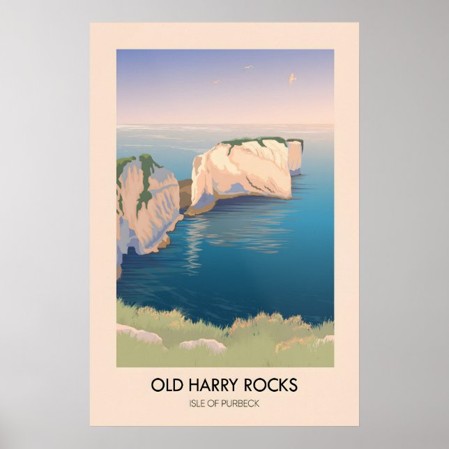 Affiche de voyage de Old Harry Rocks Dorset bord d (Devant)
