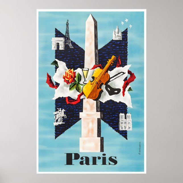 Affiche de voyage de Paris Impression française d' (Devant)
