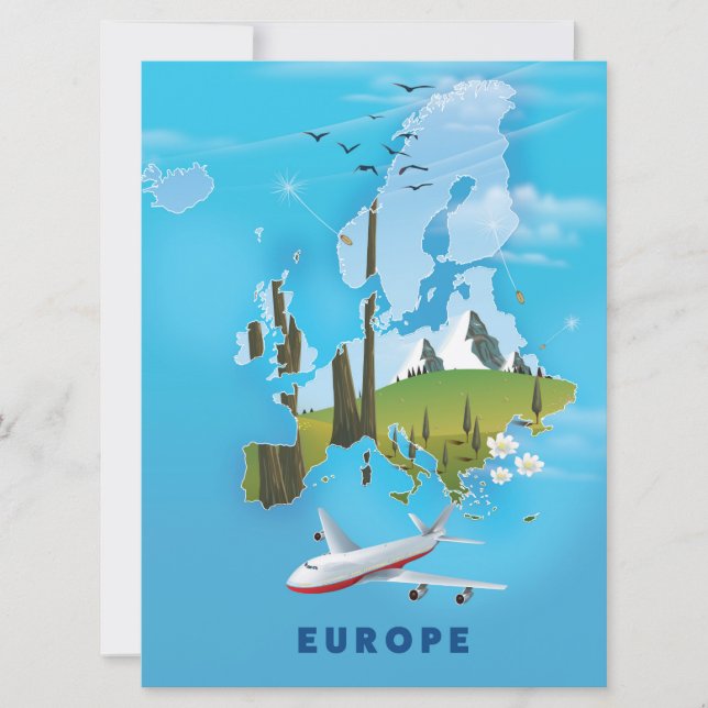 Affiche de voyage de paysage de carte d'Europe (Devant)